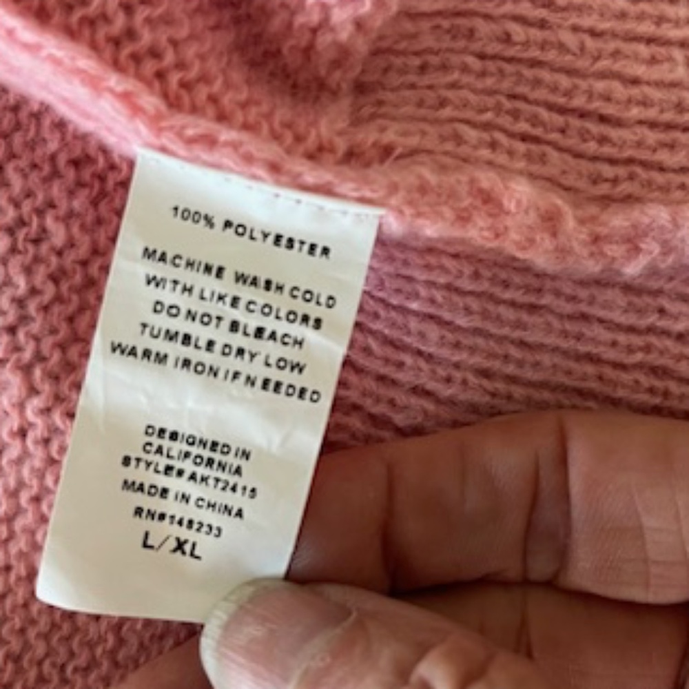 Pink Knit Cardigan Crocheted Strawberry Buttons Sz L/XL Coquette Twee Valentine - Picture 10 of 15